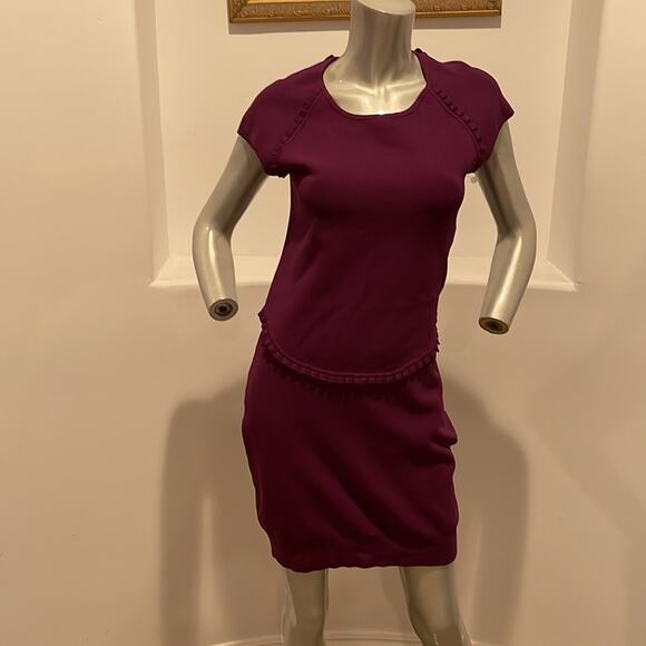 French Connection Short Sleeve Knit Dress Lace Insert Size 12 - Picture 12 of 14